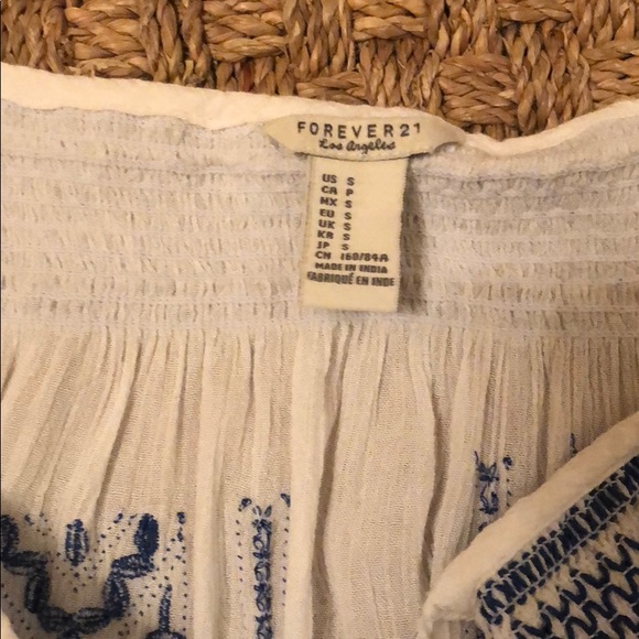 Forever 21 -Blue & White Top with Tassel Ties - Picture 3 of 8